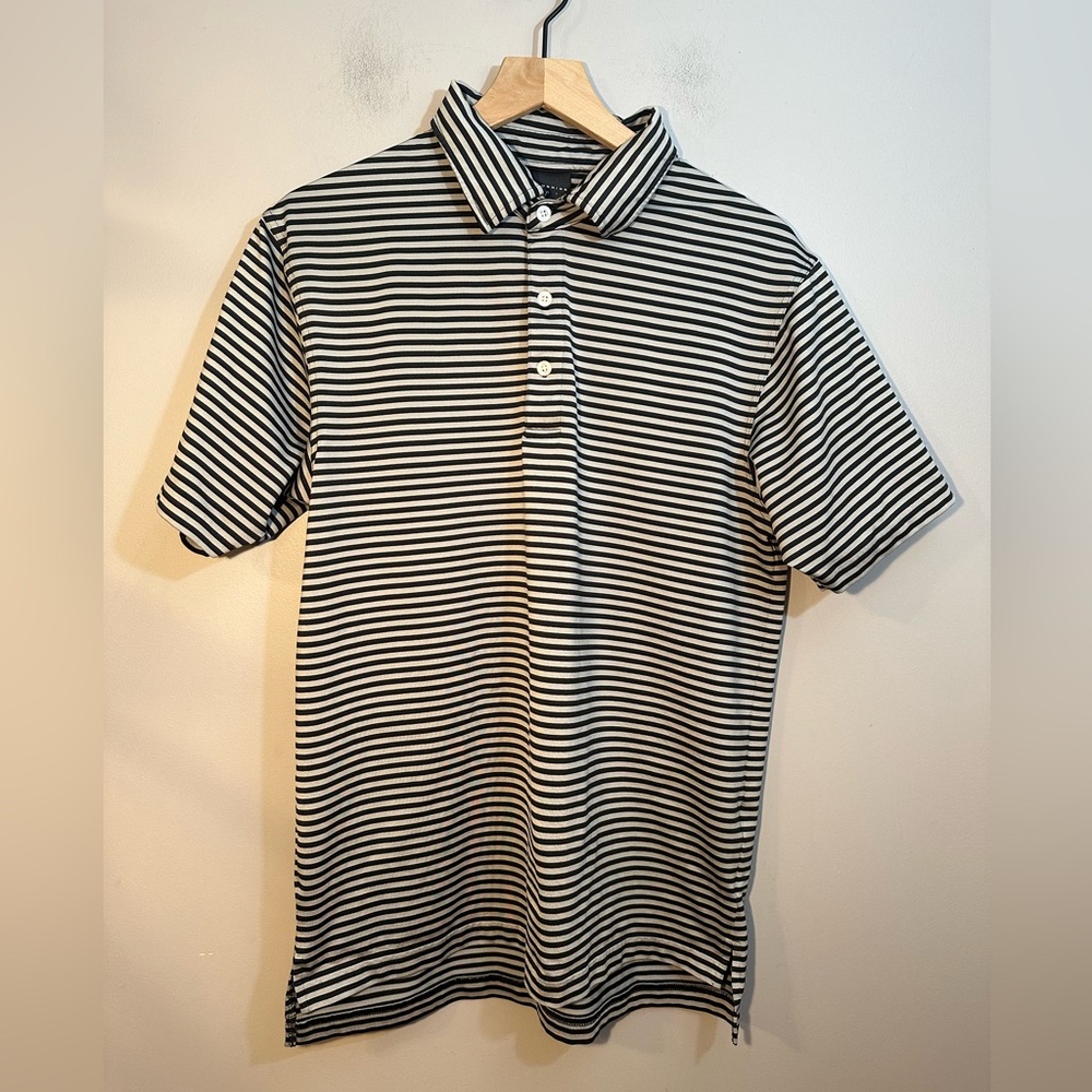 Dunning Golf Black/Grey Stripe Polo Short Sleeve T Shirt Mens M
